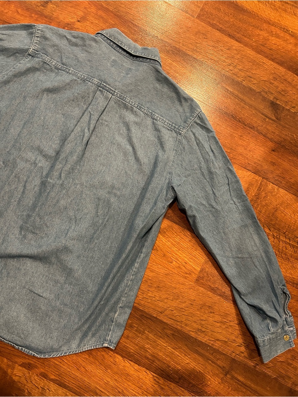 Vintage 90s Noah's Ark Embroidered Chambray Shirt Christopher & Banks Size Large - Picture 6 of 6